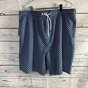 QRANSS Swim Trunks with Inner Shorts XL Blue/White